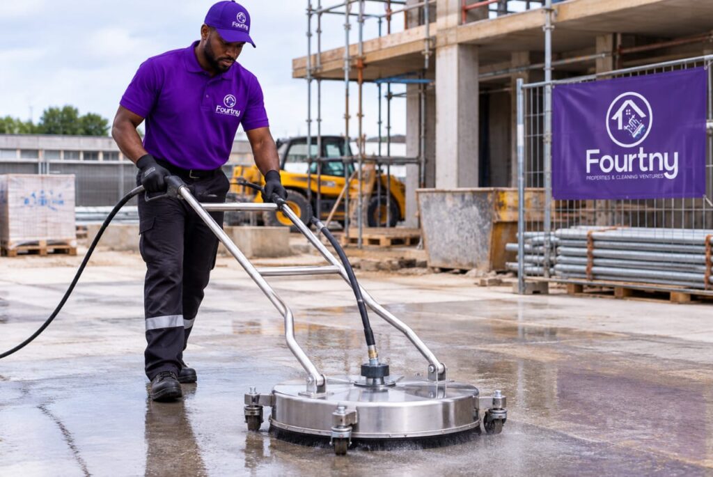 a man doing construction cleaning